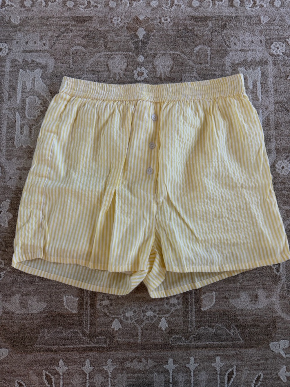 Nasty Gal Yellow and White Striped Lounge Shorts